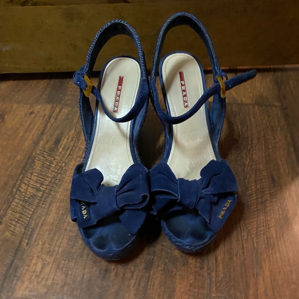 Prada bow detail wedge